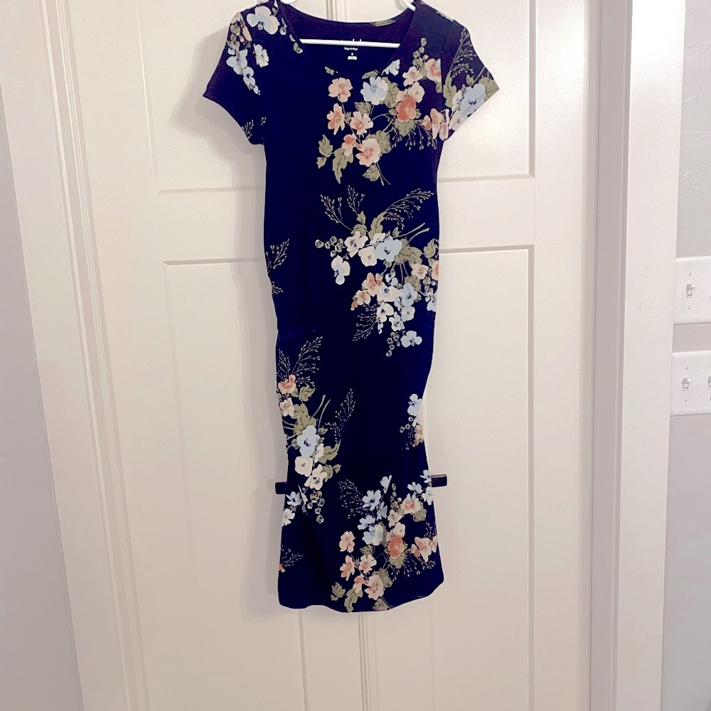 Isabel Maternity navy blue floral dress